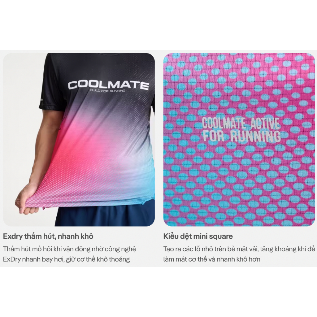 [MUA 3 GIẢM 30%]Áo thun chạy bộ unisex nam nữ thấm hút, nhanh khô, siêu nhẹ logo Coolmate