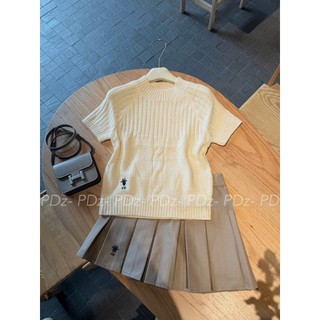 Áo Len Ngắn Tay Màu Trắng Basic QCCC Cao Cấp