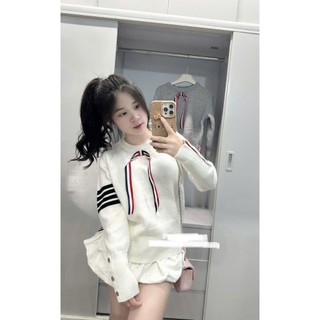 Áo Len Dài Tay Thomb Đính Nơ Cute QCCC Cao Cấp