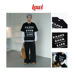 Áo Thun Big Boxy Local Brand Lawi Cotton Cổ Tròn Form Rộng Unisex Nam Nữ "Cực Ngầu" Oversize