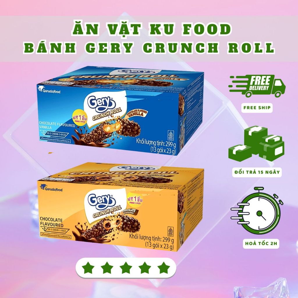 Bánh cuộn phủ socola Gery Crunch Roll - Bánh Cuộn Gery Nhân Socola ...