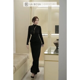 Đầm Body Dài Tay La Rosa Đầm Dự Tiệc Dáng Ôm Cổ Lọ Xẻ Tà Hack Dáng Cao Cấp V1425