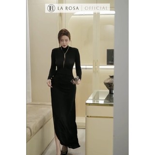 Đầm Body Dài Tay La Rosa Đầm Dự Tiệc Dáng Ôm Cổ Lọ Xẻ Tà Hack Dáng Cao Cấp V1425