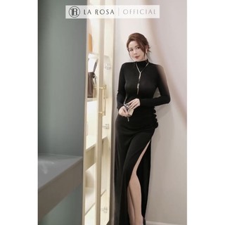 Đầm Body Dài Tay La Rosa Đầm Dự Tiệc Dáng Ôm Cổ Lọ Xẻ Tà Hack Dáng Cao Cấp V1425