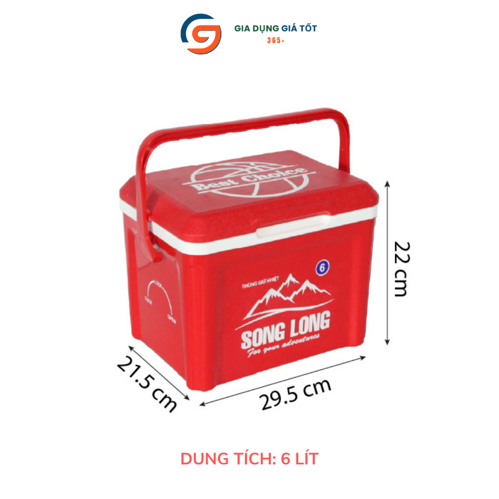 Thùng đá mini 6L Song Long - thùng giữ nhiệt nhỏ gọn mang đi du lịch, cắm trại và dã ngoại