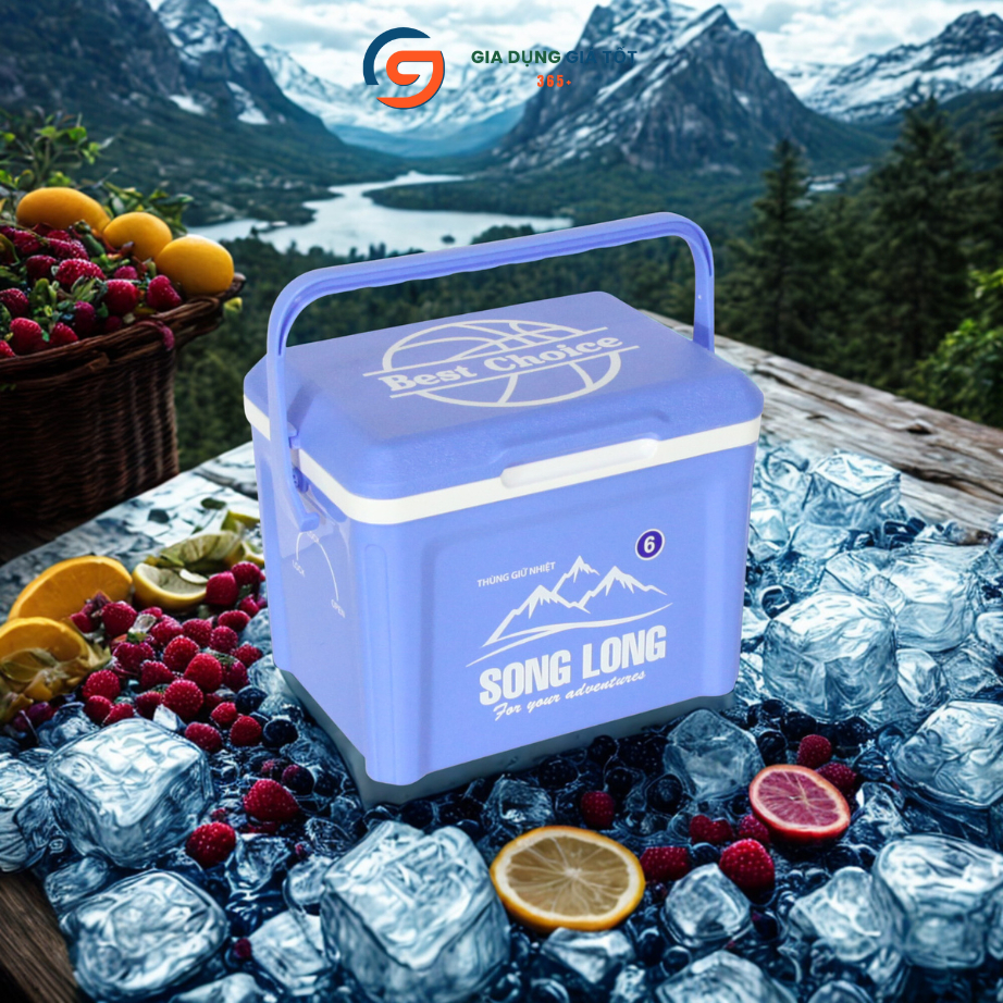 Thùng đá mini 6L Song Long - thùng giữ nhiệt nhỏ gọn mang đi du lịch, cắm trại và dã ngoại