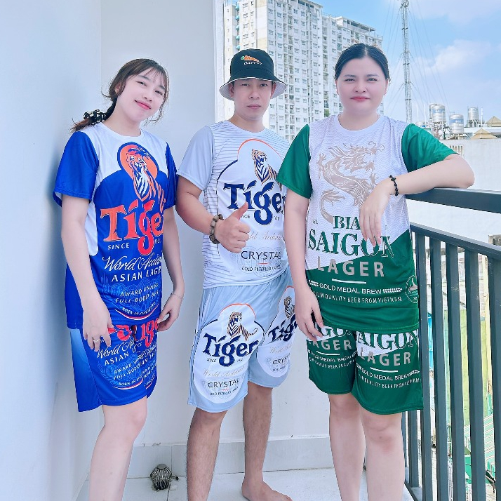 Bộ đồ thun lạnh bia SAIGON nam nữ quẩn lửng áo tay cộc mặc nhà đi chơi tập gym Kl1