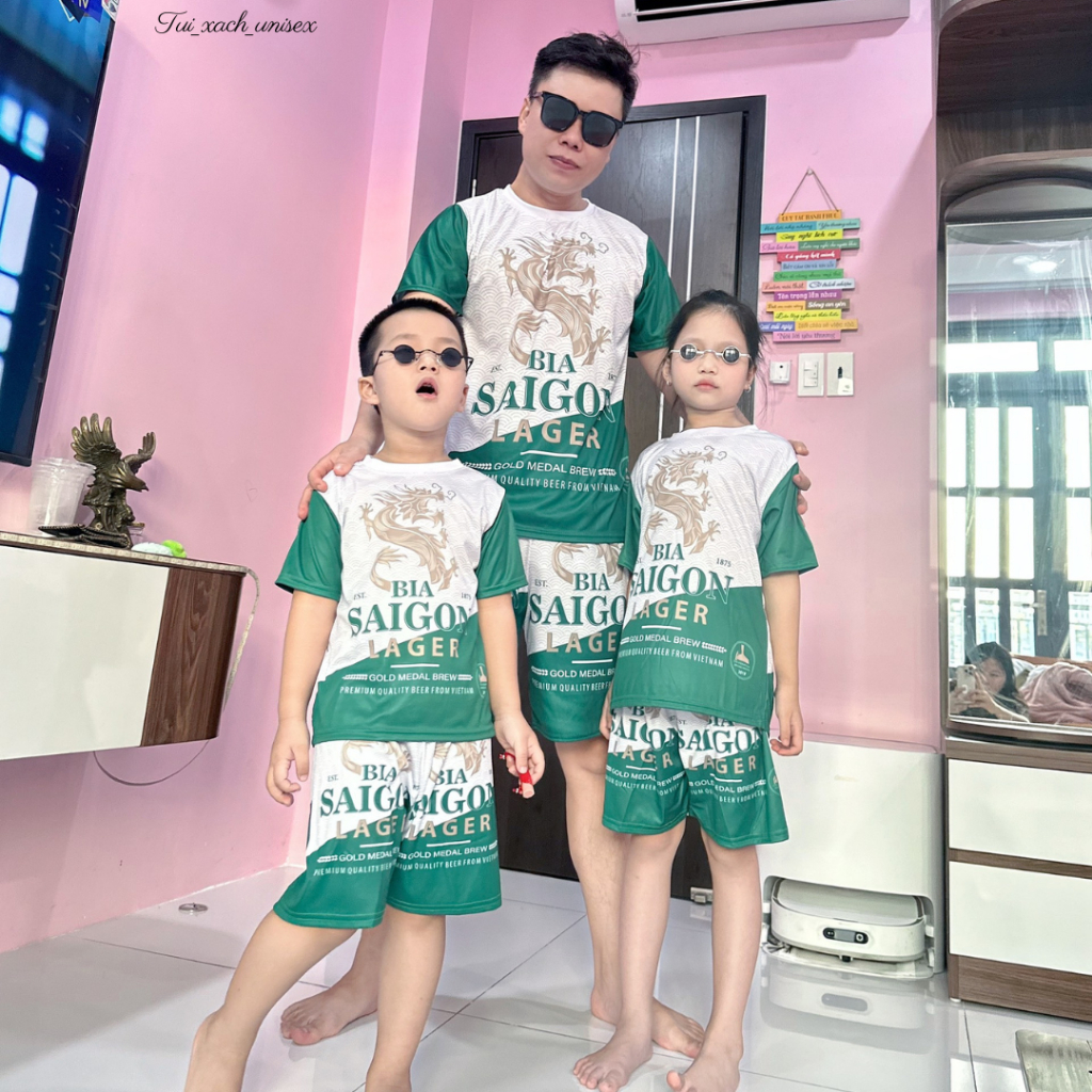 Bộ đồ thun lạnh bia SAIGON nam nữ quẩn lửng áo tay cộc mặc nhà đi chơi tập gym Kl1