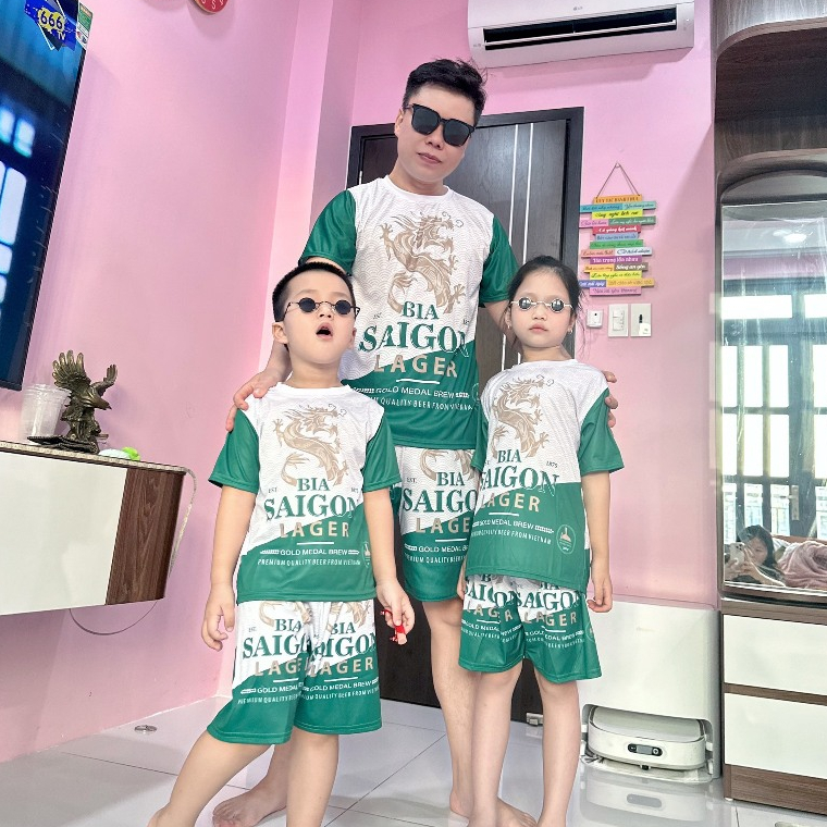 Bộ đồ thun lạnh bia SAIGON nam nữ quẩn lửng áo tay cộc mặc nhà đi chơi tập gym Kl1