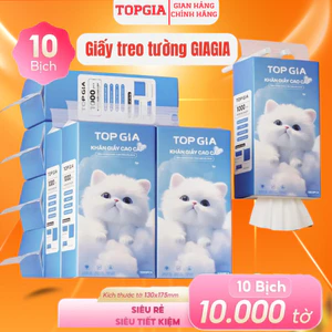 Thùng 10 bịch giấy treo đa năng GiaGia Top Gia, Khăn rút vệ sinh treo tường 4 lớp, bịch 1000 tờ
