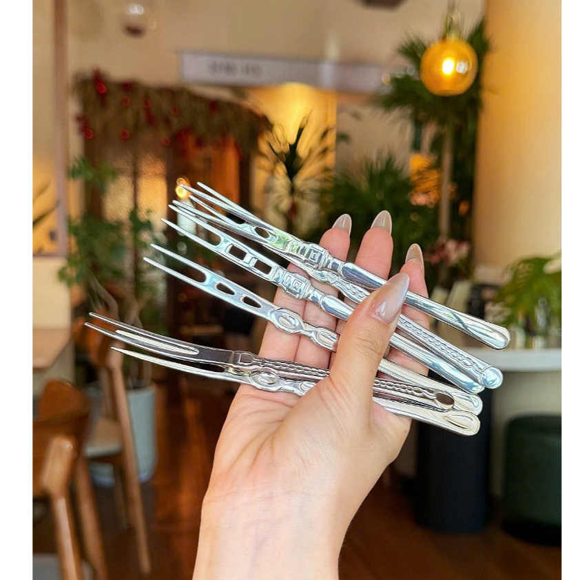 Dụng Cụ Ghim Thức Ăn, Nĩa Hoa Qủa Inox Cao Cấp Set 6 Nĩa Ăn Hoa Quả
