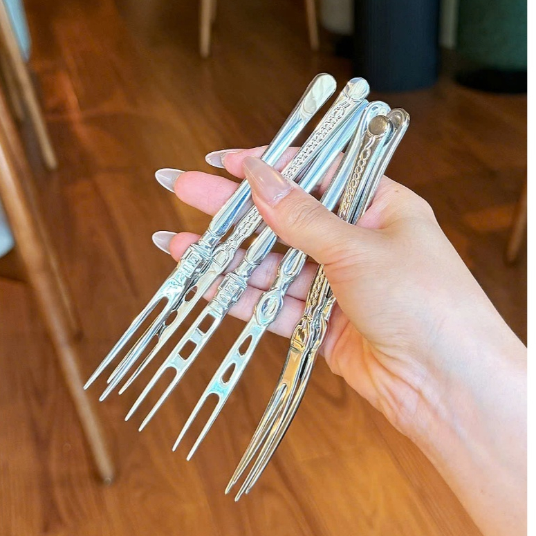 Dụng Cụ Ghim Thức Ăn, Nĩa Hoa Qủa Inox Cao Cấp Set 6 Nĩa Ăn Hoa Quả