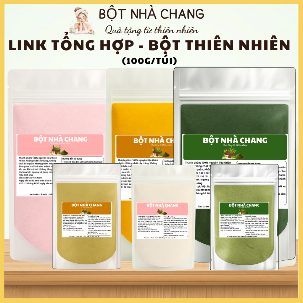 [Link tổng hợp 100g] Bột thiên nhiên HANDMADE - Dưỡng trắng, Làm sáng da, Tẩy tế bào chết, Nhả nắng