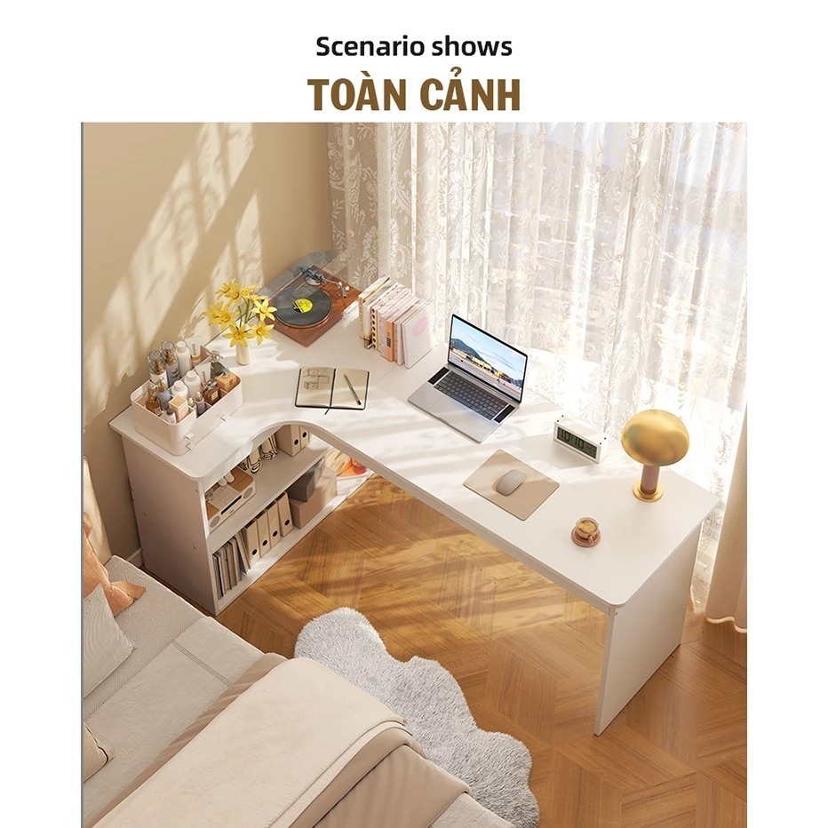 Bàn học, bàn làm việc thông minh kèm kệ sách hiện đại , tiện ích tiết kiệm không gian - HM 506