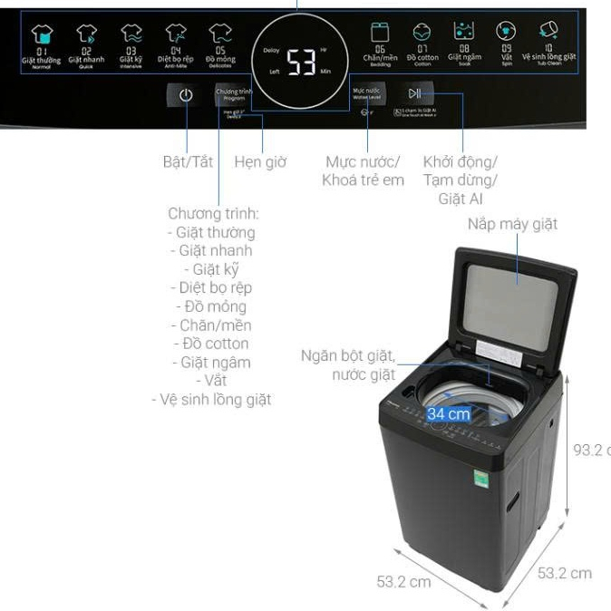 Máy Giặt Cửa Trên Hisense 9kg WT90F30 - Giặt AI | Tiết kiệm | Nắp giảm chấn - BH 2 năm - Miễn Phí Giao Hàng Tận Nơi