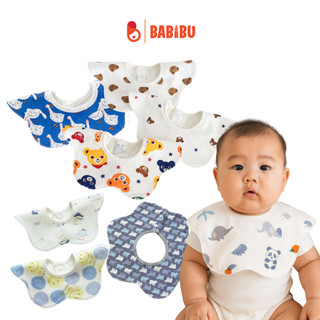 Set 3 yếm tròn xoay 360 độ, yếm ăn dặm chống thấm cotton cho bé