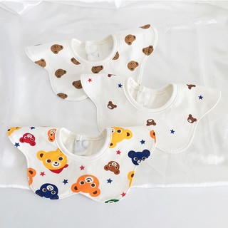Set 3 yếm tròn xoay 360 độ, yếm ăn dặm chống thấm cotton cho bé