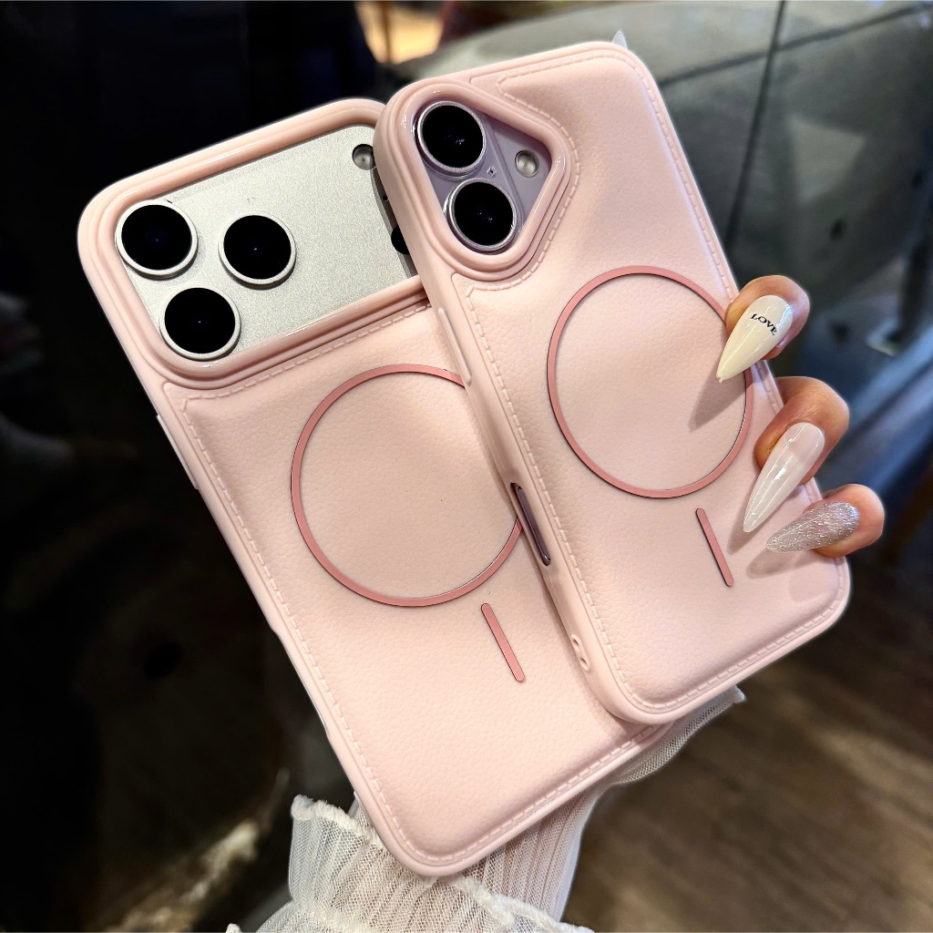 Ốp Lưng Giả Da Hồng iPhone Basic Vòng Tròn – Bảo Vệ Tối Ưu, Phong Cách Tối Giản| Nắng Case