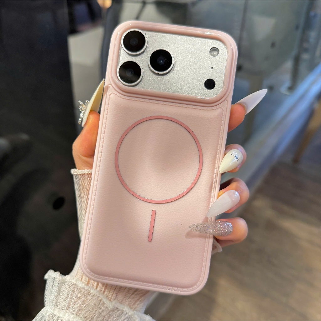 Ốp Lưng Giả Da Hồng iPhone Basic Vòng Tròn – Bảo Vệ Tối Ưu, Phong Cách Tối Giản| Nắng Case