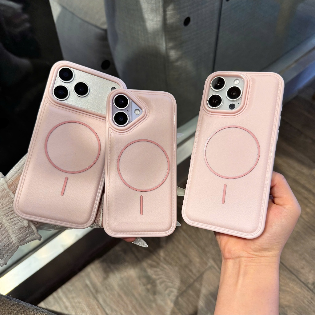 Ốp Lưng Giả Da Hồng iPhone Basic Vòng Tròn – Bảo Vệ Tối Ưu, Phong Cách Tối Giản| Nắng Case