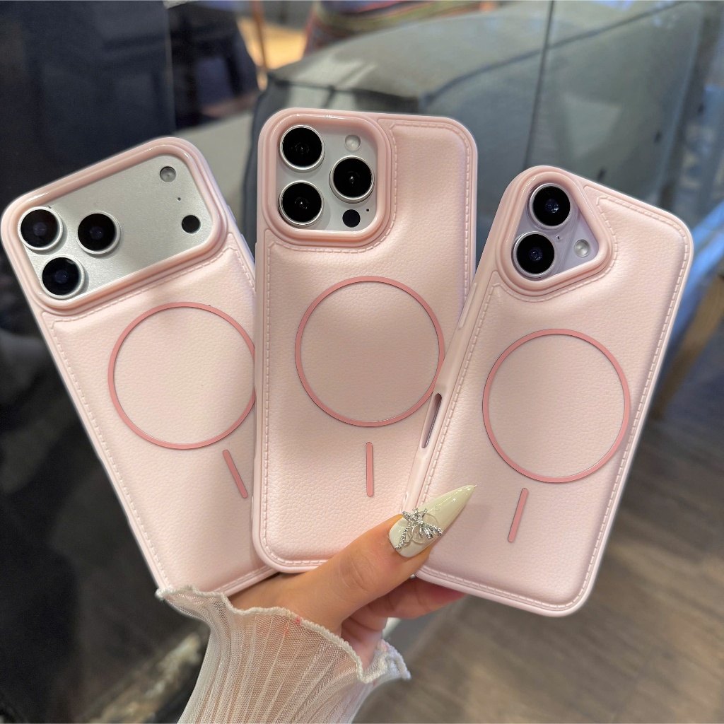 Ốp Lưng Giả Da Hồng iPhone Basic Vòng Tròn – Bảo Vệ Tối Ưu, Phong Cách Tối Giản| Nắng Case