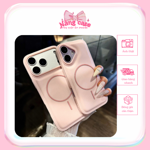 Ốp Lưng Giả Da Hồng iPhone Basic Vòng Tròn – Bảo Vệ Tối Ưu, Phong Cách Tối Giản| Nắng Case