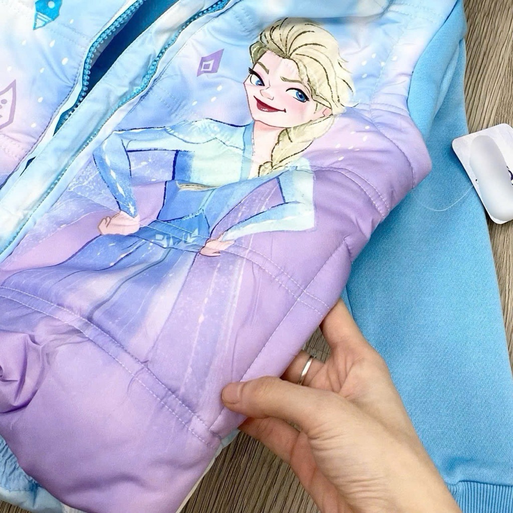 Áo khoác phao bé gái AQ008 3 lớp tay nỉ E.lsa cao cấp – áo khoác giữ ấm mùa đông trẻ em size 3-12Y (14-37kg)