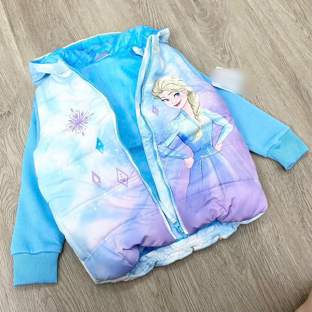 Áo khoác phao bé gái AQ008 3 lớp tay nỉ E.lsa cao cấp – áo khoác giữ ấm mùa đông trẻ em size 3-12Y (14-37kg)