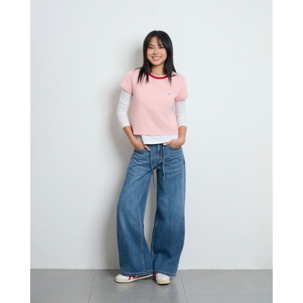TheBlueTshirt - Quần jeans ống rộng phom loose đáy ngắn phối dây rút rời cho nữ - Siblings Jeans
