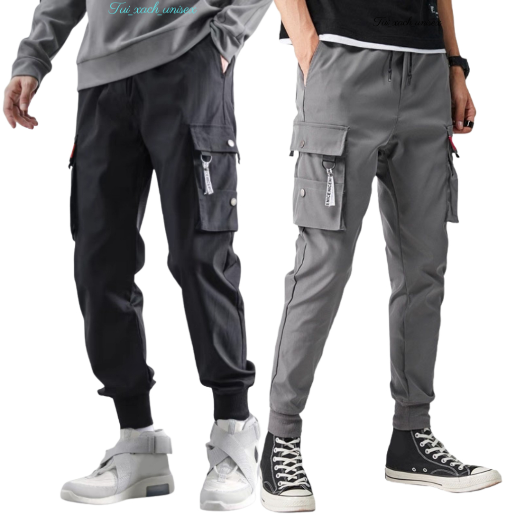 QUẦN KAKI JOGGER TÚI HỘP BO CHÂN NAM NỮ DÀI MÀU ĐEN XÁM mềm mịn, phong cách đường phố hộp Na,i k1