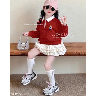 [B&G] Sét váy thu đông Áo sweater hồng pastel phối chân váy tầng bồng bềnh cho bé gái từ 10-45kg