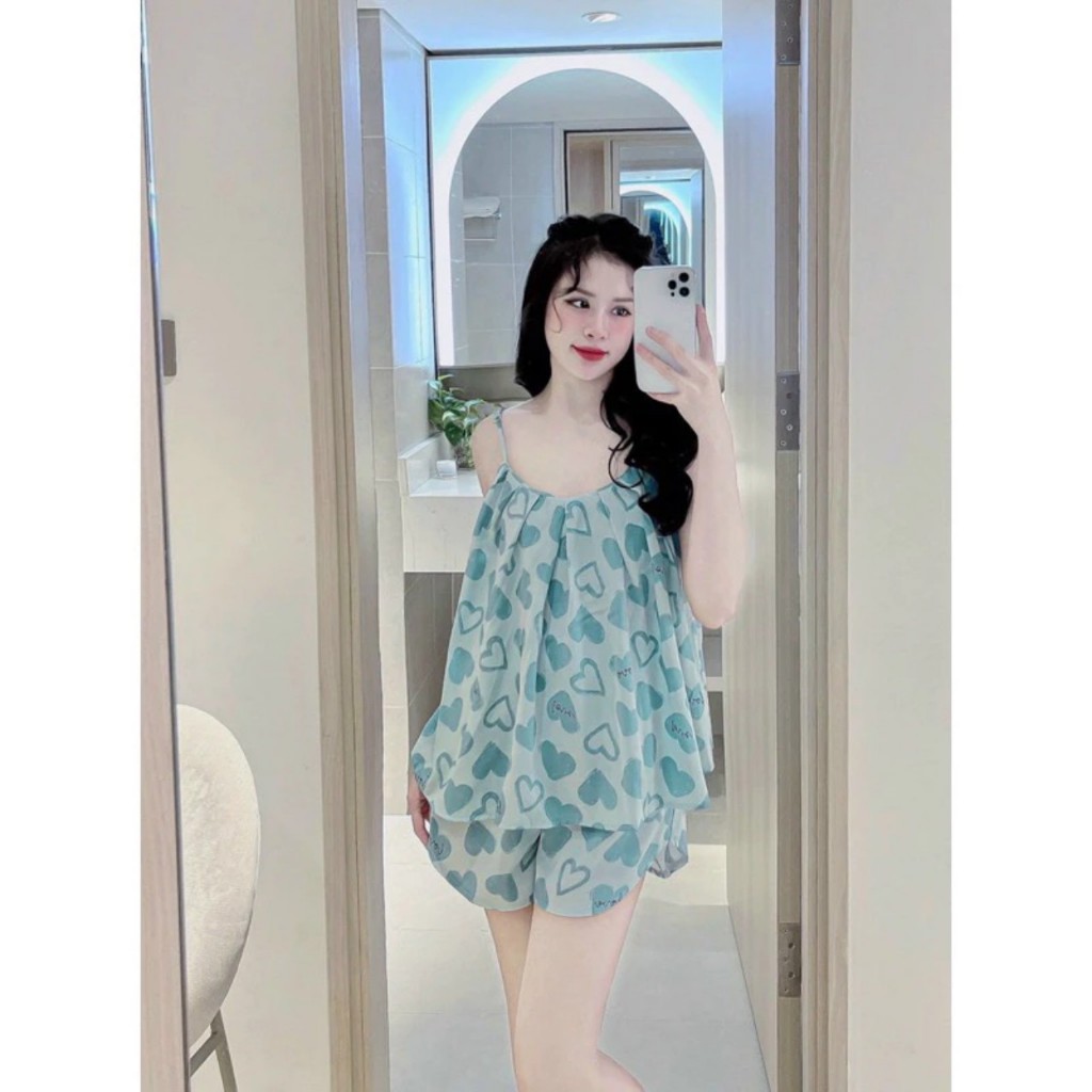 [Peinn] [ SIZE 38-59KG] Set bộ ngủ nữ pijama 2 dây dễ thương, đồ ngủ hè mềm mát giá rẻ - CA1