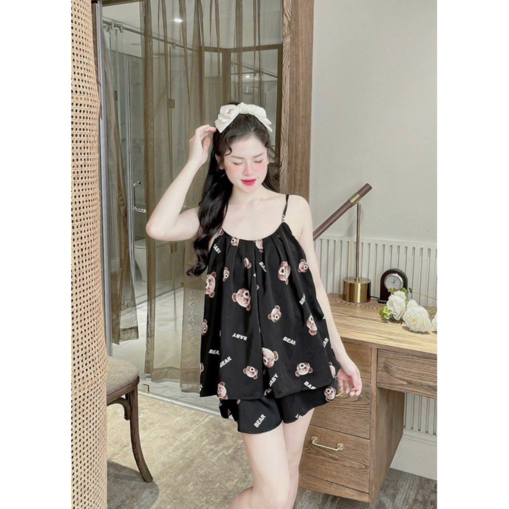 [Peinn] [ SIZE 38-59KG] Set bộ ngủ nữ pijama 2 dây dễ thương, đồ ngủ hè mềm mát giá rẻ - CA1
