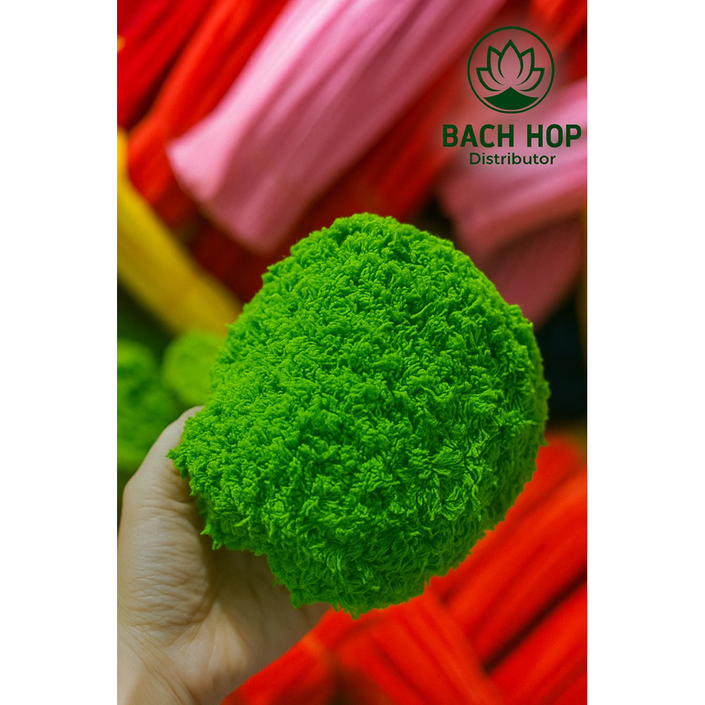 Lẻ 5m 10mm Len bông xù giả rêu trang trí hoa hamade