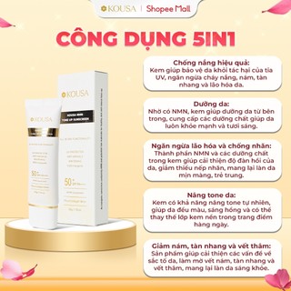 Kem chống nắng Kousa NMN Suncream 1000ppm 5in1 nâng tone dưỡng trắng SPF 50+ PA++++ 50g