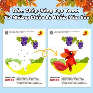 Combo 2 Quyển Sách Tranh Dán Handmade Bằng Lá Ép Khô Chủ Đề Cổ Tích, Động Vật Tăng Khả Năng Tư Duy Toàn Diện Cho Bé
