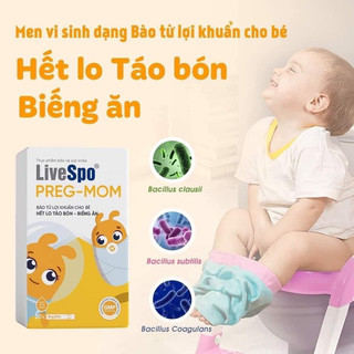 Bào tử lợi khuẩn LiveSpo Preg-Mom 20 ống x 5ml hỗ trợ tiêu hóa, giảm táo bón, an toàn cho mẹ và bé