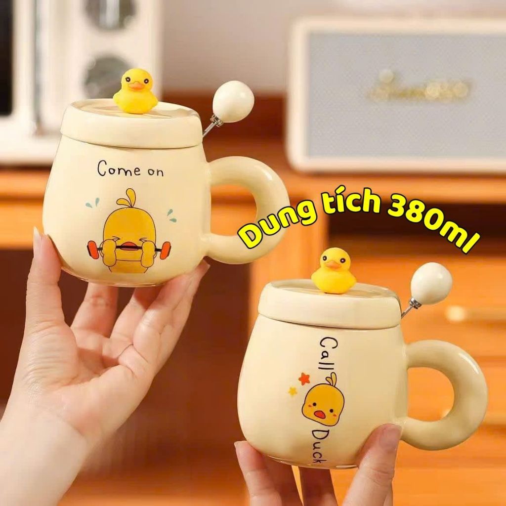 [Mới] Set quà tặng Vịt Con Cute 380ml siêu dễ thương Kèm Gấu, Thiệp, Lót Ly, Quà Tặng Tốt Nghiệp, Sinh nhật