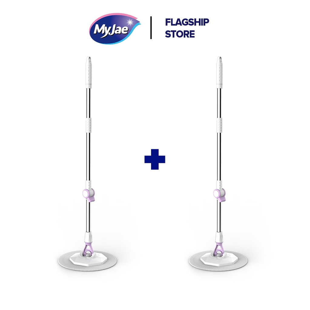COMBO 2 Cây Lau Nhà Đơn MyJae Sợi Microfiber Xoay 360 Độ Phù Hợp Cho Nhiều Loại Thùng 134cm