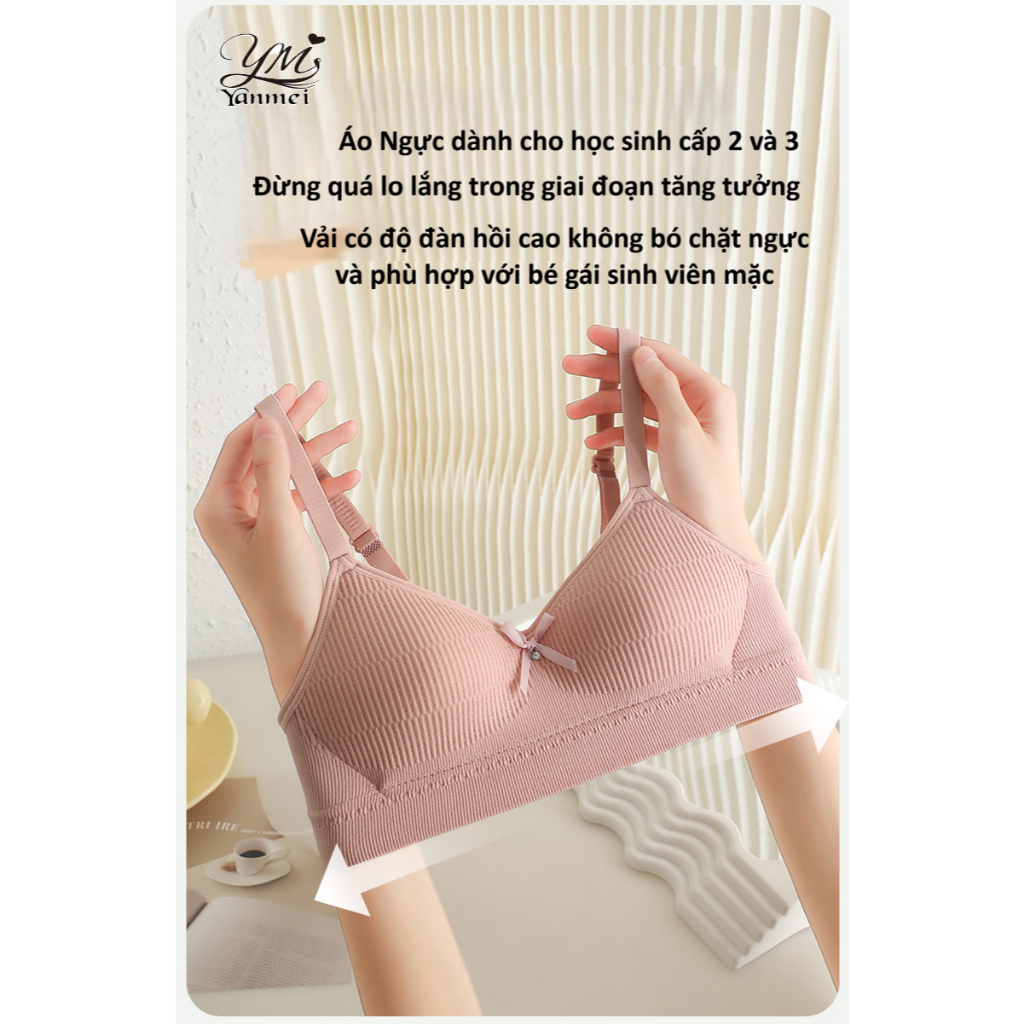 《YANMEI》0760 Áo Bra không gọng mút có lỗ thông hơi thoáng khí dành cho học sinh cấp 2 Và 3