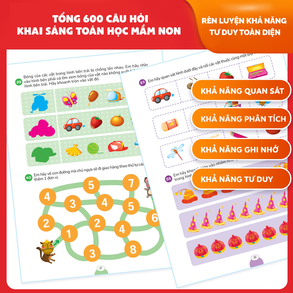 Sách - 300 Câu Hỏi Khai Sáng Toán Học Mầm Non - Rèn Luyện Khả Năng Tư Duy Toàn Diện