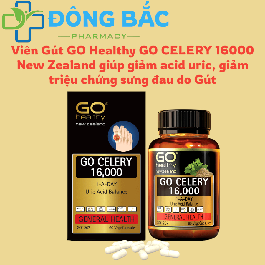 Viên Gút GO Healthy GO CELERY 16000 New Zealand giúp giảm acid uric ...