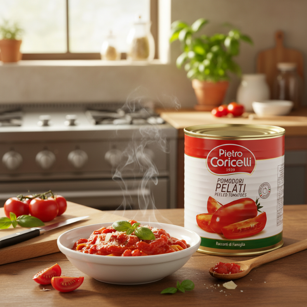 Cà chua lột vỏ Pietro Coricelli Pomodori Pelati 2.5kg, Cà chua đóng hộp nấu sốt, nấu súp [Date 08.2027]
