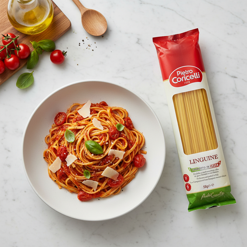 Mì Ý Chính Hãng Pietro Coricelli 500g, Linguine (Mì Sợi Dẹt)/Spaghetti (Mì Sợi Tròn)