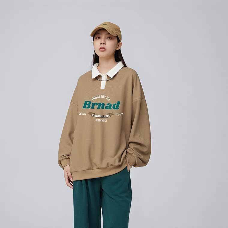 Áo Sweater Polo Nỉ Nam Nữ Unisex Dài Tay Form Rộng Phong Cách Trẻ Trung Thời Trang áo dài tay cổ bẻ BRNAD