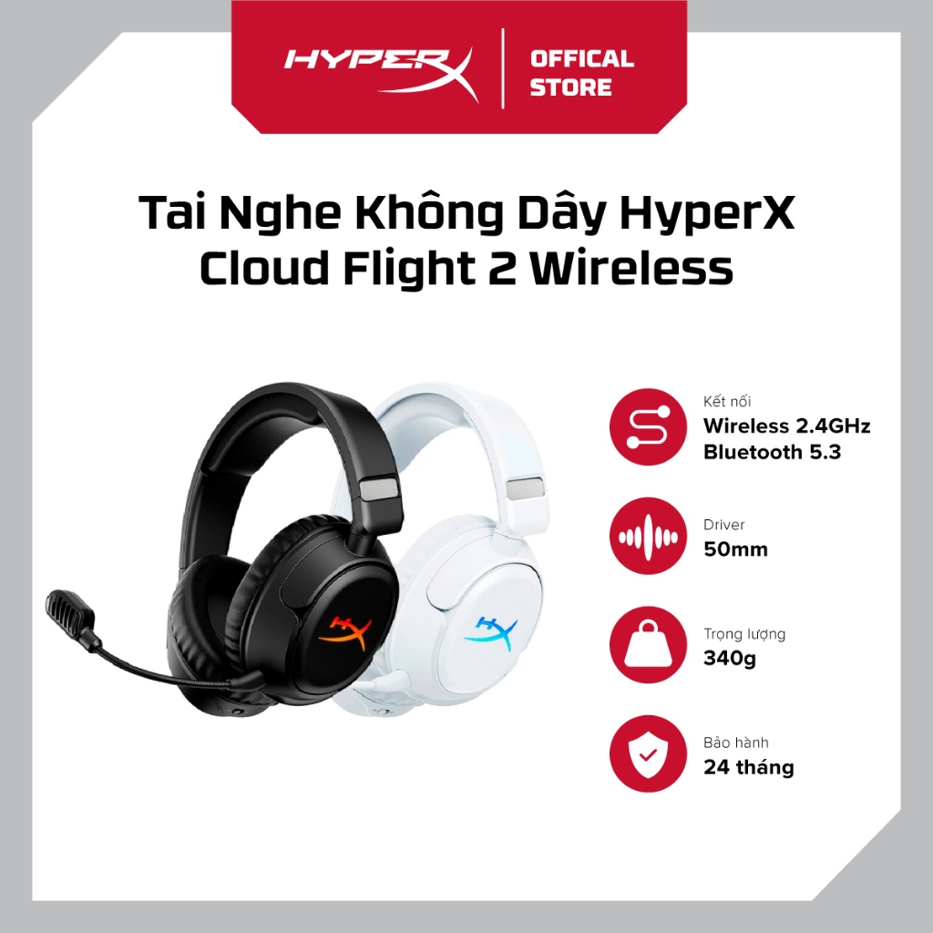 Tai nghe không dây HyperX Cloud Flight 2 Wireless - Bảo hành 24 tháng ...
