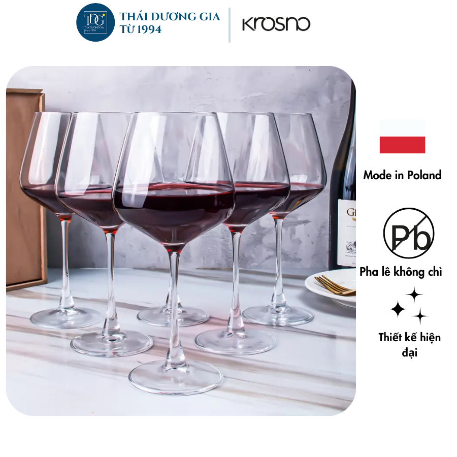 Bộ 6 ly vang đỏ pha lê Avant-Garde 490ml Ba Lan Krosno-790992 | Thái Dương Gia