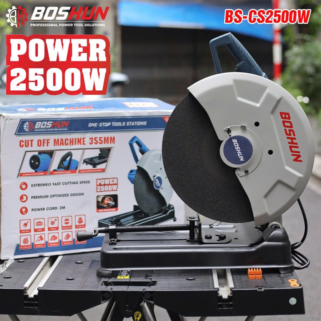 Máy Cắt Sắt Bàn BOSHUN BS-CS2500W, Công Suất 2500w, Lưỡi 355mm - Động Cơ Dây Đồng 100%