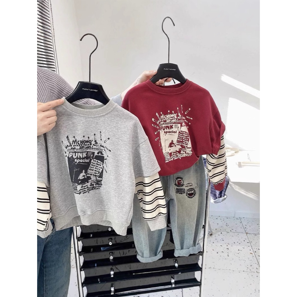 Áo nỉ thu đông bé trai áo sweater trẻ em 20-45kg loại đẹp