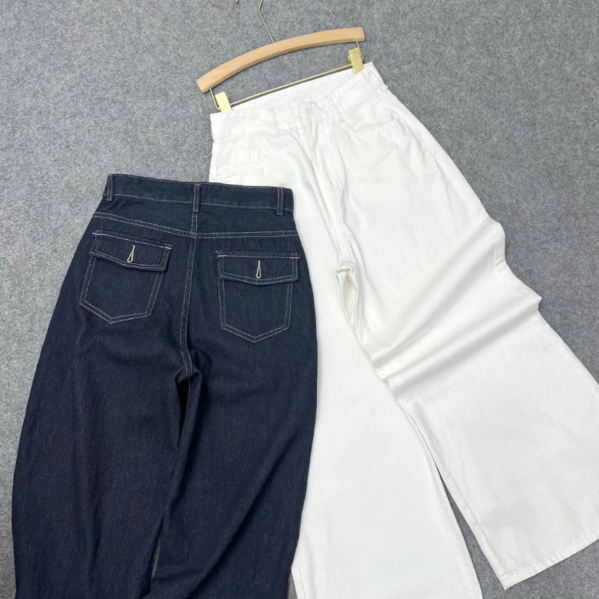 [Peinn] Quần Jean Bigsize Nữ Ống Rộng Xòe Nhẹ Cạp Cao Đi Viền Cá Tính Dễ Phối Đồ Chubby Q548